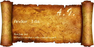 Andor Ida névjegykártya